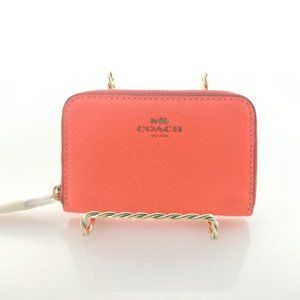 Coach Zip Around Coin Case - Neon Orange